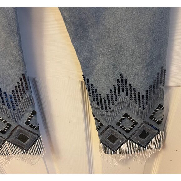 PG Embellished Fringe Hem Mid-Rise Skinny Jeans with Beaded Design Size 6 - Picture 4 of 12